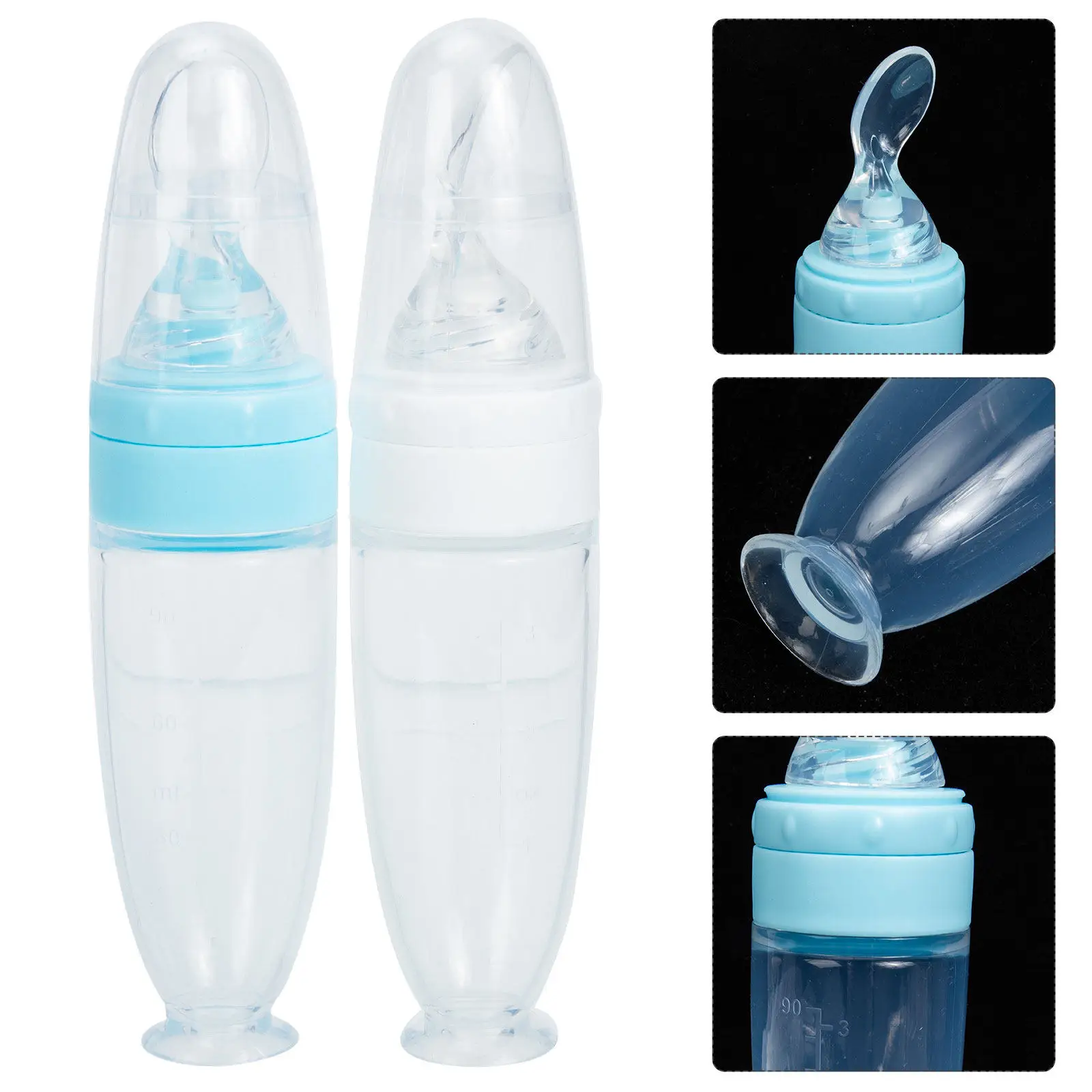 

2Pcs Silicone Baby Food Bottle Feeders Squeeze Feeder for Rice Cereal Puree Formula Milk Gum Fine Motor Skills
