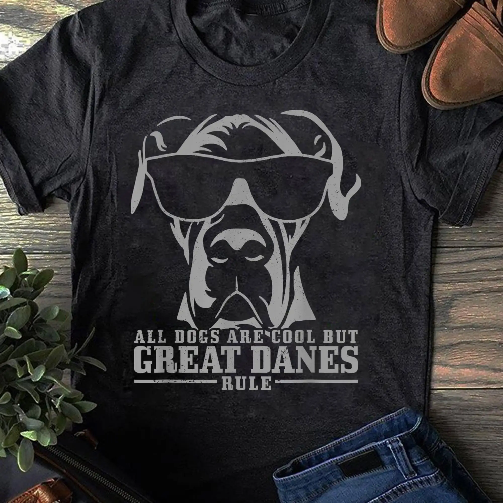 Great Dane All Dogs Are Cool Danes Rule Funny T Shirt for Dog Lovers Vintage Father's Day