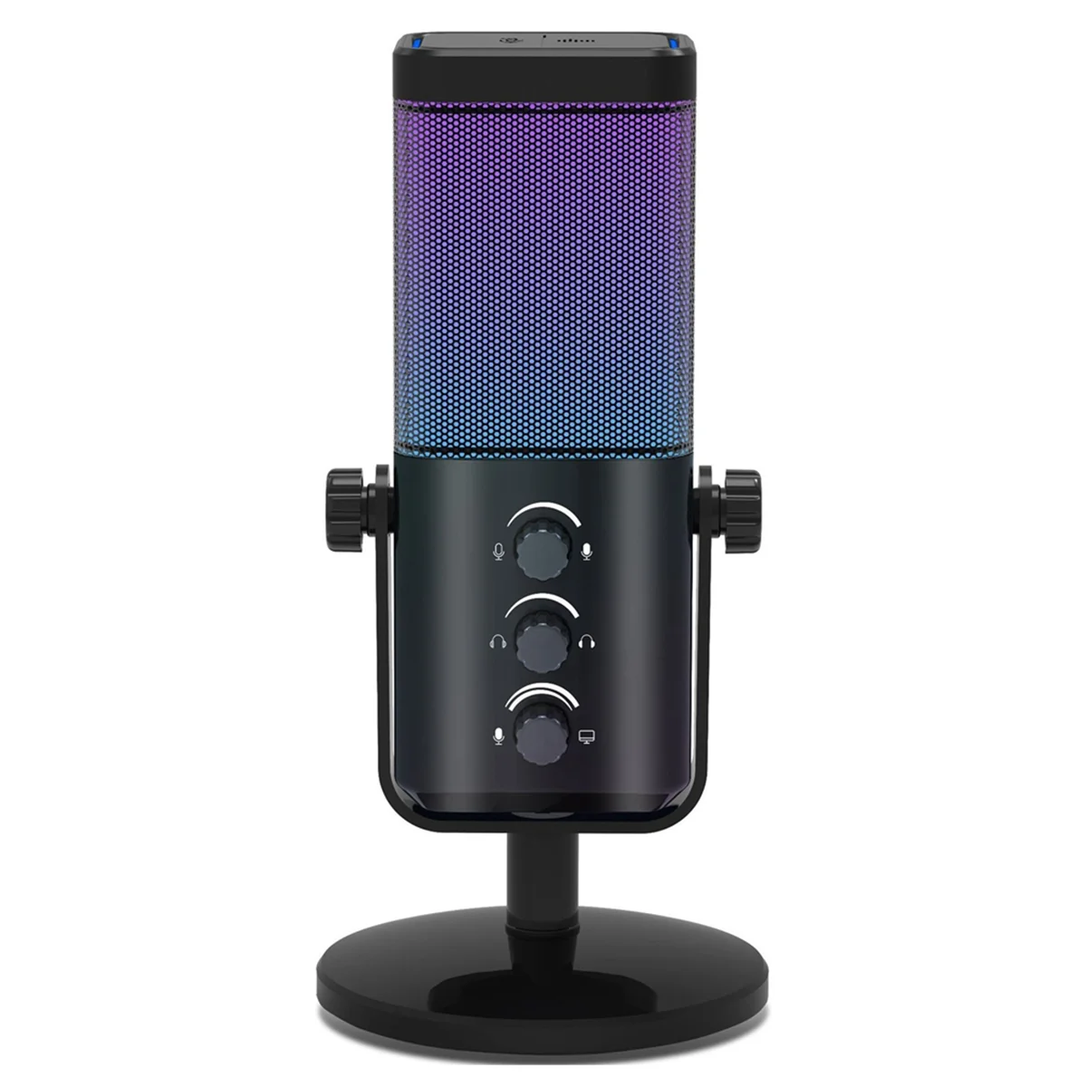 

USB Gaming Microphone RGB Condenser Mic with Noise Cancellation Monitoring for Streaming/Recording/ASMR/Video,Black