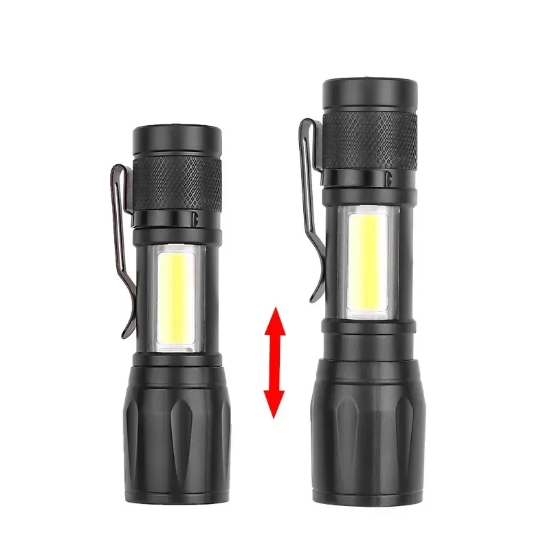 10pc Mini LED Flashlight COB+XPE Portable Torch Zoomable Focus Light Rechargeable Tactical Flashlight  Camping Emergency Lantern