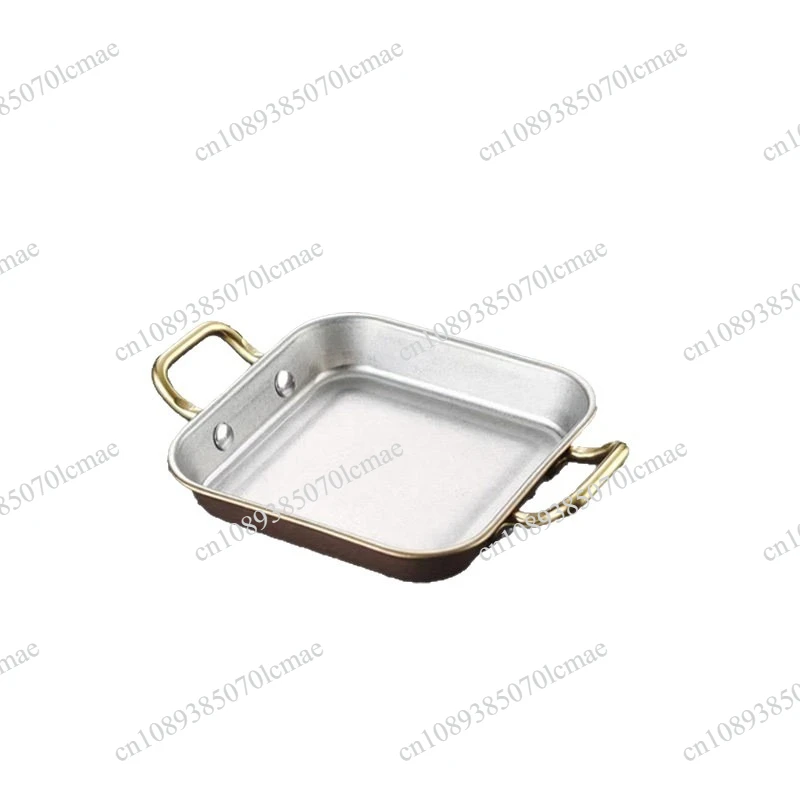 Binaural Plate Thickened Stainless Steel Food Bucket Creative Square Plate Dim Sum Fried Chicken Snack