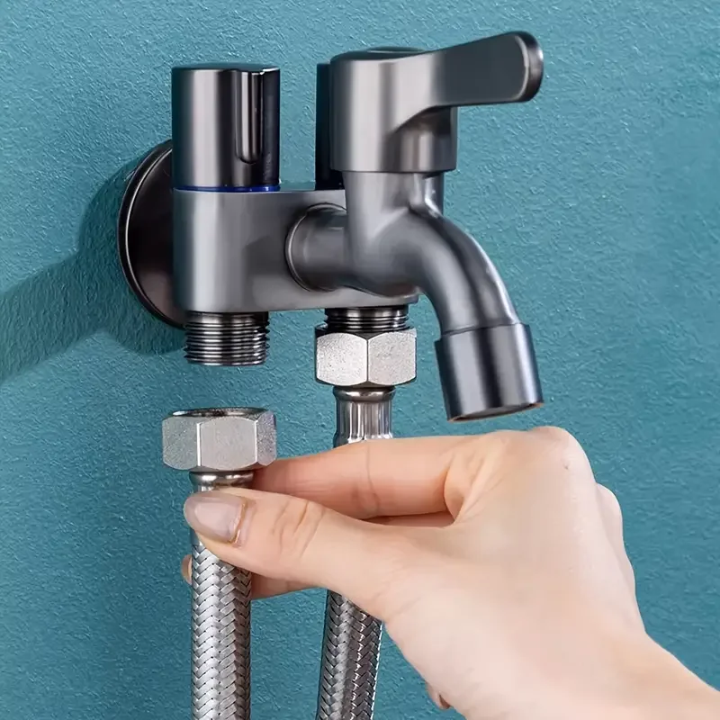 

Three way stainless steel angle valve - easy to install, suitable for bathroom, washing machine, mop bucket, and toilet multi fl