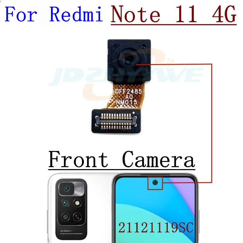 Rear Front Camera For Xiaomi Redmi Note 11 4G Global Back Selfie Frontal Backside Camera Module Flex Repair Spare Parts