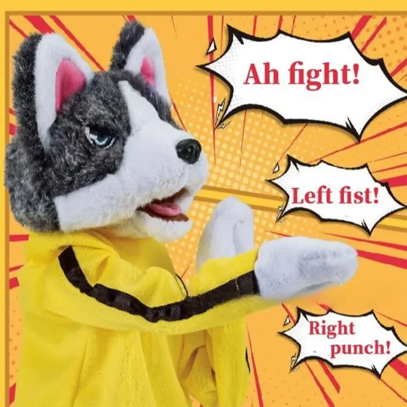 Stuffed Animal Boxing Dog Interactive Hand Puppet Toy Glove Performance Muppet Finger Doll Husky Plush Doll Cute Gift