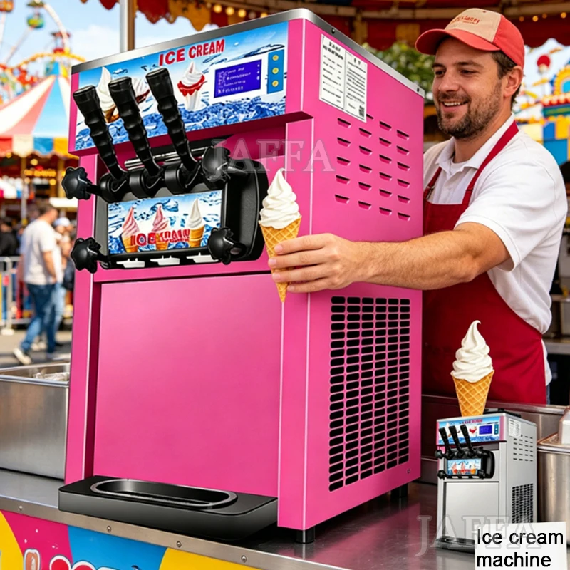 Home Electric 18L/H Ice Cream Machine Desktop Mini Soft Ice Cream Shake Vending Machine 3 Flavors Ice Cream Machine