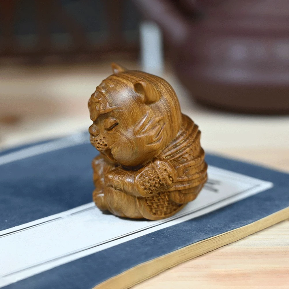 

Premium Wooden Tiger Sculpture Tea Pet Ornament Desktop Decor Creative Kung Fu Tea Room Decoration Small Multipurpose