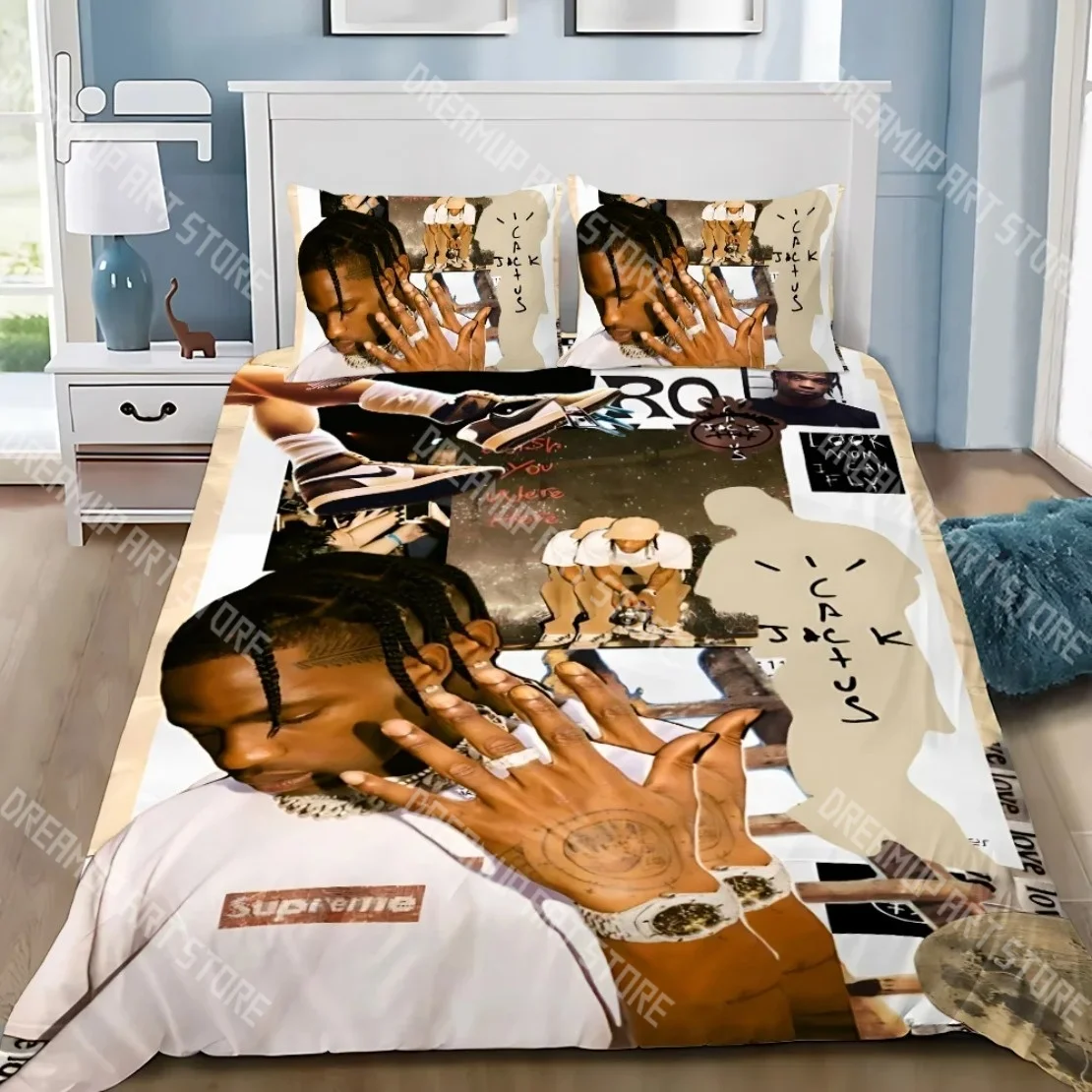 3D Printed Rapper T-Travis S-Scott Jack Bedding Set for Boys Girls Duvet Cover Twin Queen King Full Single Double Sizes