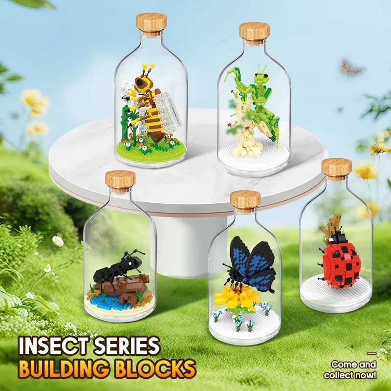 

Bottled Insect Animal Micro Building Blocks Kids DIY Educational Toy Model Blocks Bricks Children Toys Adult Desktop Decor Gifts