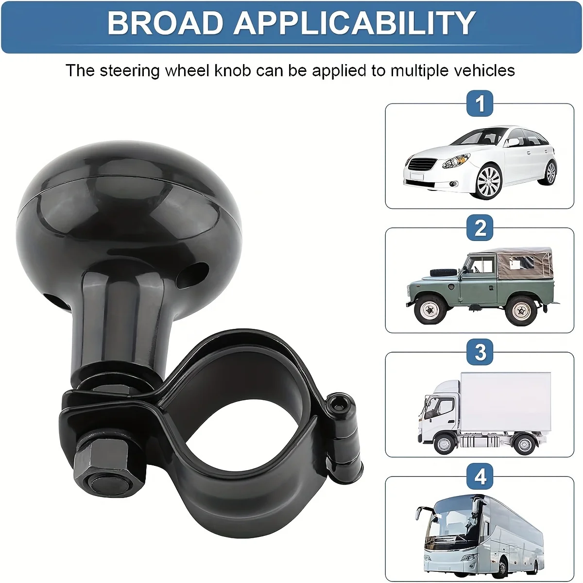 1PC Universal Black Steering Wheel Assist Ball 360 Degree Rotating Bearing Power Handle Ball Car Accessories
