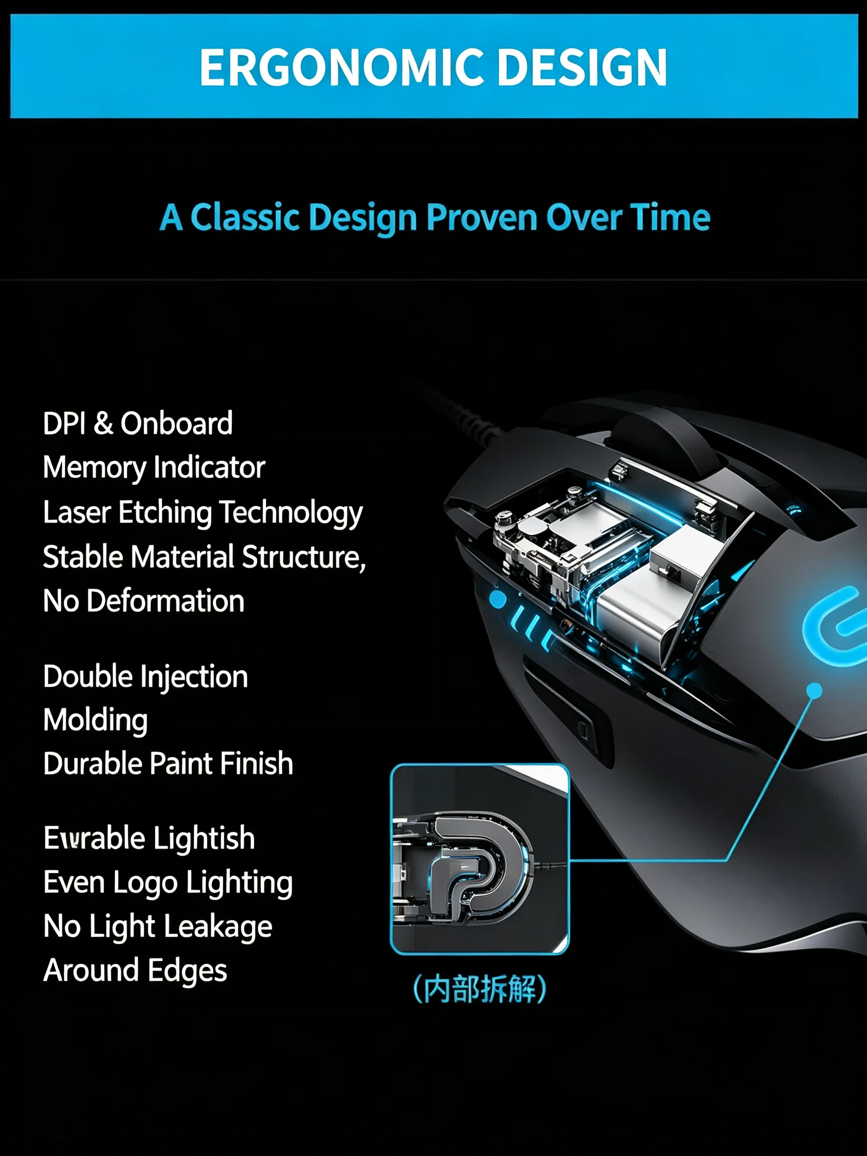 Ratón para juegos con cable Lo - Esports Gaming Mouse Weight Adjustable reseña y precio