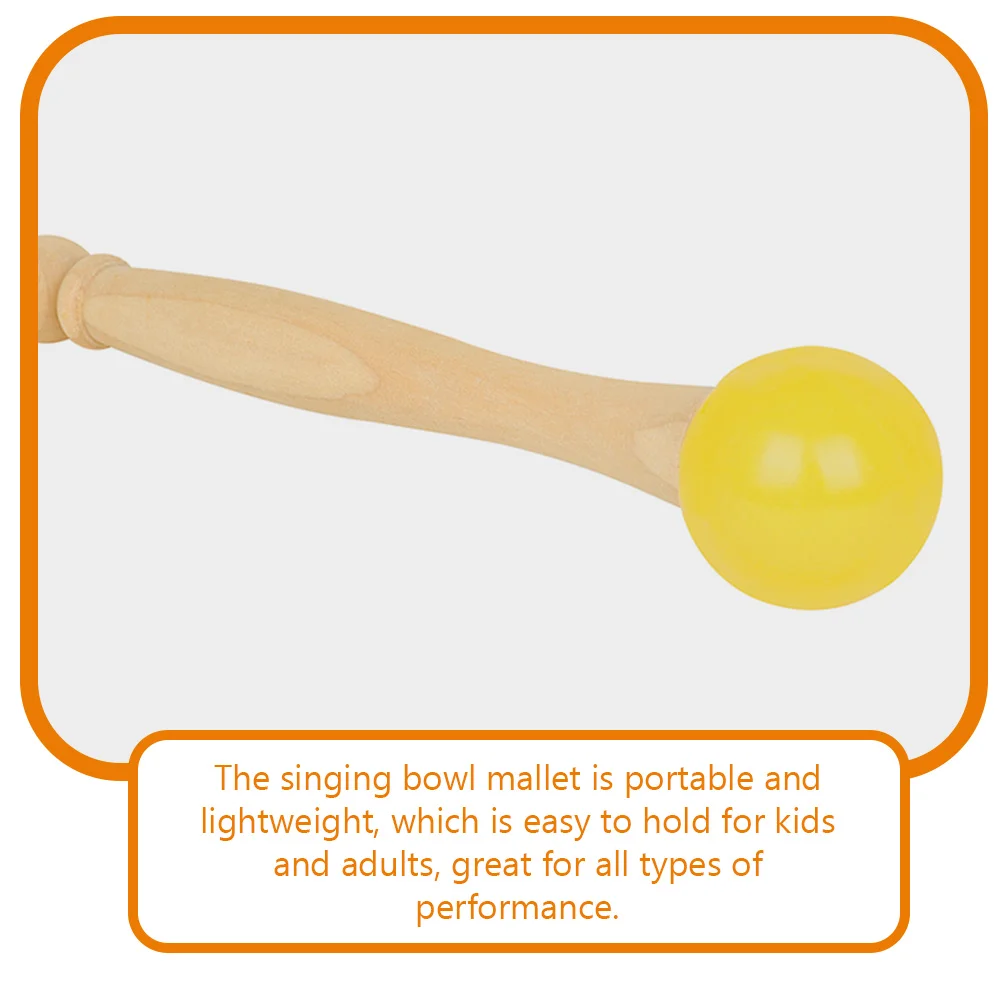 

1 Set Crystal Singing Bowl Mallet Wooden Handle Rubber Head O Ring Non-Slip Grip For Kids Adults Beginners Percussion Practice