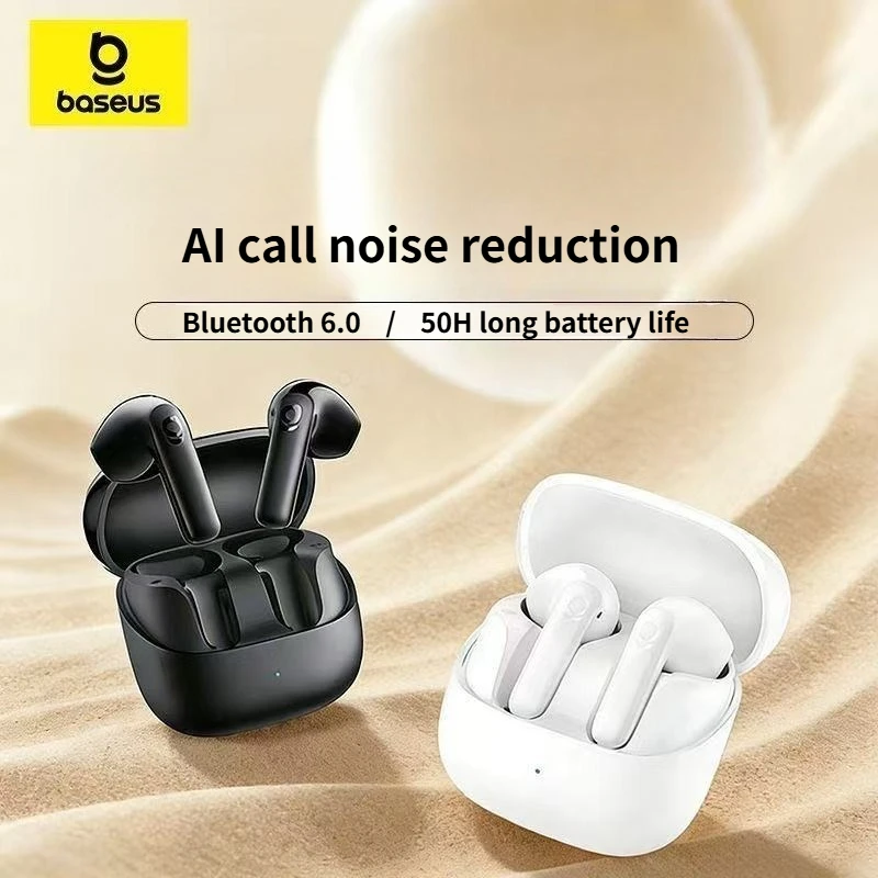 Baseus Bass BS1  -40dB Realtime Adaptive Wireless Earbuds Bluetooth 6.0 Semi-Open Earphones LDAC Hi-Res Audio Mic AI ENC