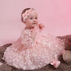 Vestido de malla con flores para recién nacido, traje de princesa para fiesta, regalo de cumpleaños y Navidad, 3, 6, 12, 18, 24 y 36 meses