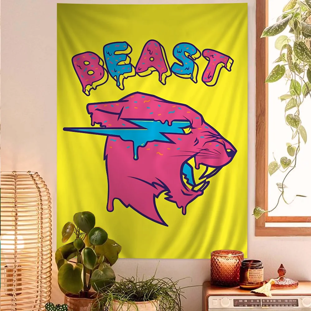 Game Blogger Mr-Beast Cartoon Tapestry Bohemian Wall Tapestries Mandala Wall Hanging Sheets