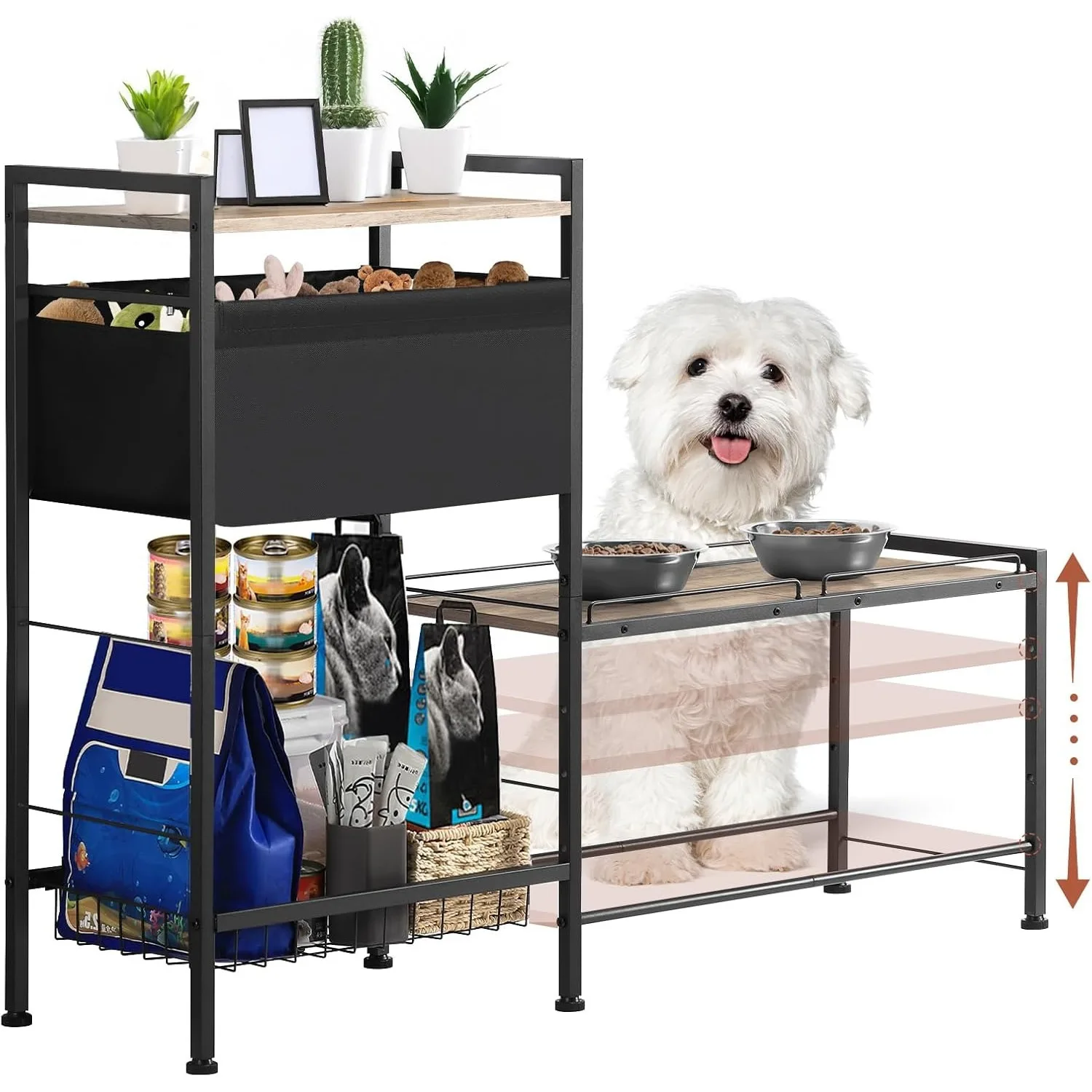 

Elevated Dog Bowl Stand 4 Height Adjustable Raised Dog Bowl