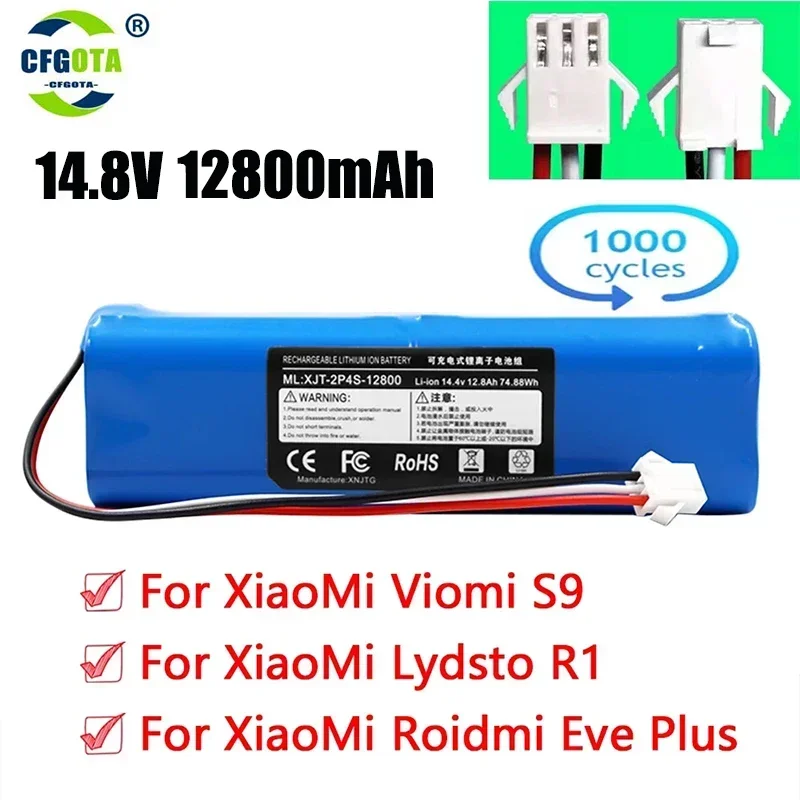 Replacement For XiaoMi Lydsto R1 Roidmi Eve Plus Viomi S9 Robot Vacuum Cleaner Battery Pack Capacity 12800mAh Accessories Parts