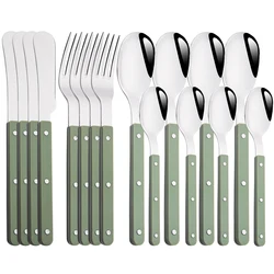 Set di forchette per coltelli con manico in acrilico da 4/16 pezzi Set di posate per la cena in acciaio inossidabile posate da cucina occidentali in argento verde