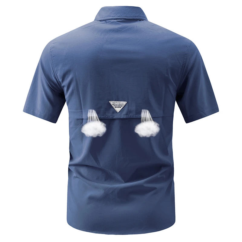 Men's Tactical Short Sleeve Shirt Men Work Cargo Shirts with Zipper Pocket Outdoor Breathable Quick Dry Hiking Fishing Shirts view 5