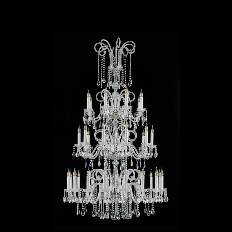 

European-style retro Czech craft villa hotel fashion French feng shui crystal lamp glass living room porch chandelier