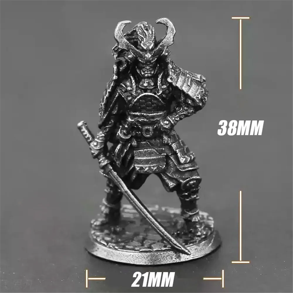 Copper Japanese Shogunate Samurai Soldier Figurines Miniatures Vintage Metal Soliders Model Statue Desktop Ornament Decoration