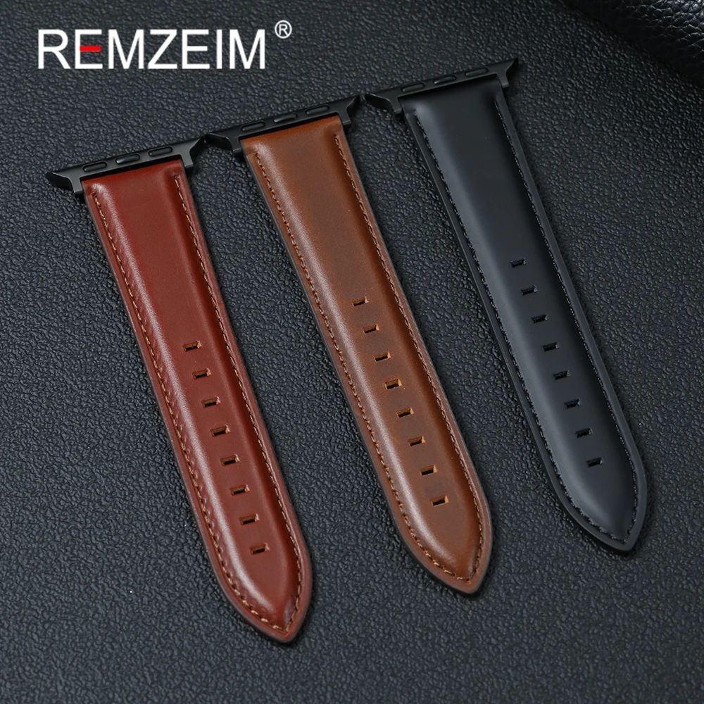 ビジネス男性と女性の時計ストラップ Apple Watch 1-10 Ultra SE 2 牛革時計バンド 38/40/41/42/44/45/46/49 ミリメートル iwatch 用