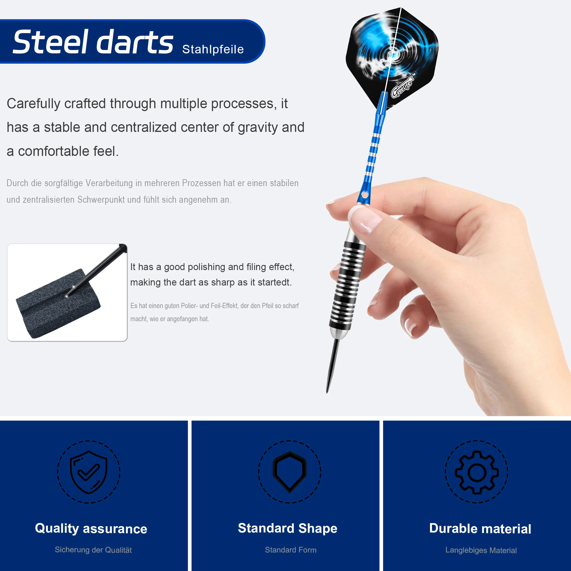 CyeeLife 28G 3 قطع من السهام ذات الأطراف الفولاذية مجموعات رحلة PET القياسية، سهام من الفولاذ المقاوم للصدأ مهاوي من الألومنيوم طرف فولاذي مع صندوق تخزين