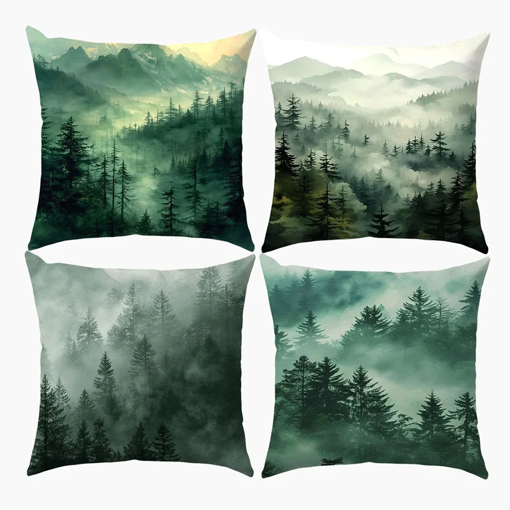 Misty Forest Landscape Printed Pillowcases for Ultimate Comfort and Style Sofa cushion cover home room decoration