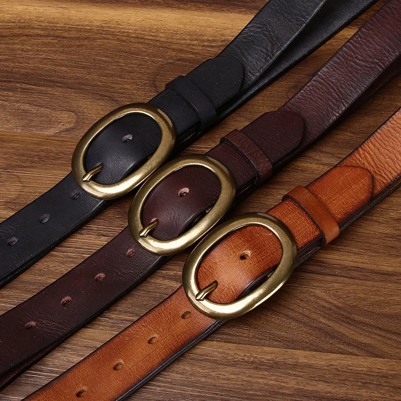 حزام جلدي كلاسيكي عالمي للرجال والنساء، حزام من جلد البقر متعدد الاستخدامات بطبقة رأس بعرض 3.3 سم