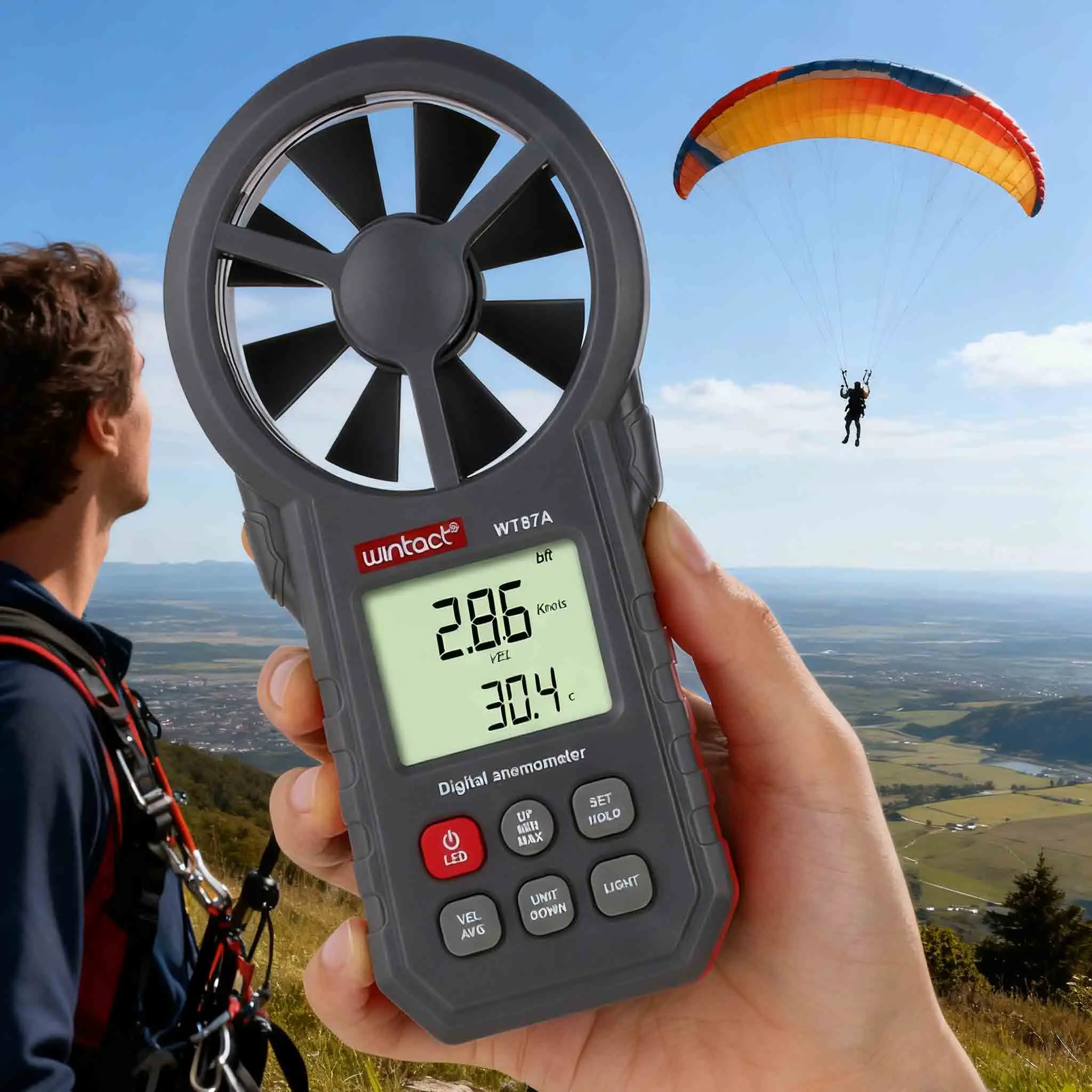 

Ручной цифровой анемометр, измерители скорости ветра 0-30 м/с, датчик скорости ветра для БПЛА, охлаждения ветра, съемки серфинга