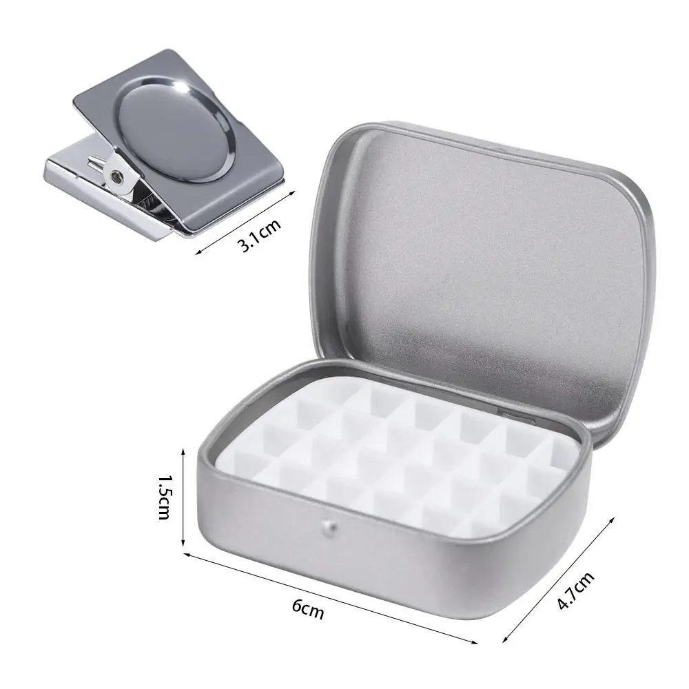 Portable 12/24 Grids Watercolor Box Iron Empty Watercolor Paint Box Travel Outdoor Paint Pigment Box With Clip Art Accessories