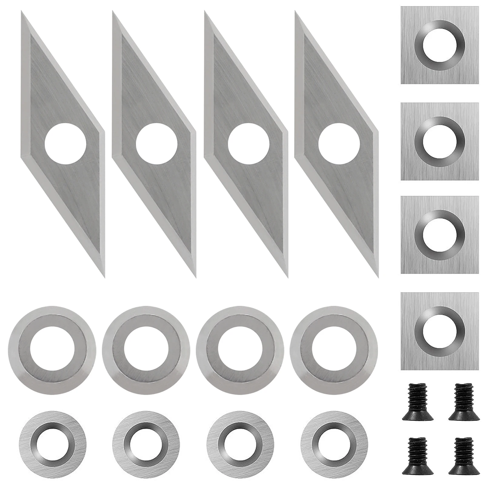 

16pcs/set Tungsten Carbide Cutters Inserts Set Lathe Tools Replacement Tips for Wood Lathe Turning Tools with Screws