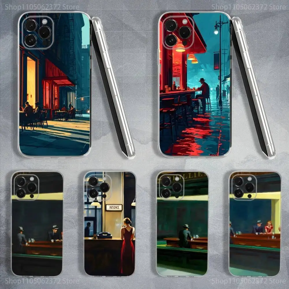 

E-edward H-hopper Art Phone Case For iPhone 16,15,14,13,12,11 Pro,Max,Plus,X,XS,XR,SE,Mini Transparent Soft Cover