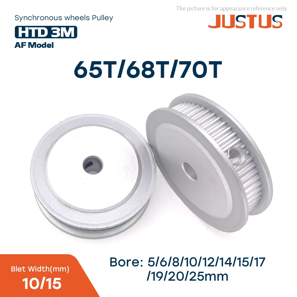 

HTD 3M Timing Pulley 65/68/70 Teeth Bore 5/6/8/10mm-25mm Synchronous Wheels Width 10/15mm Belt 3D Printer CNC Parts