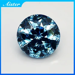 New 5A Dark Aquamarine Color Round Astral Cut Cubic Zirconia Gemstones for Jewelry Making
