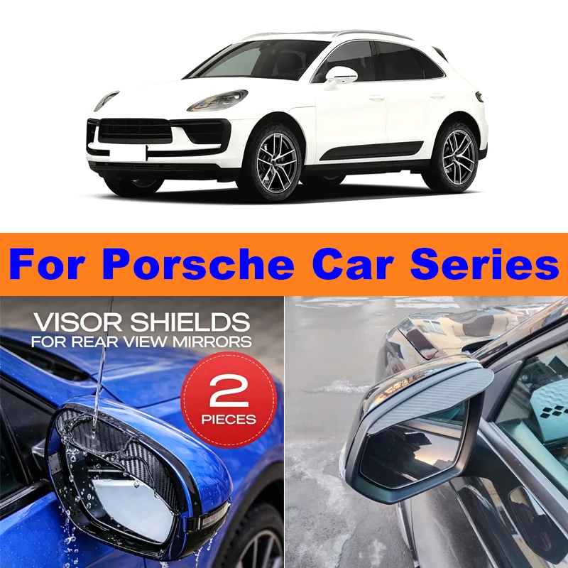 

2Pcs Rearview Mirror Rain Eyebrow Sun Visor Rain Shield Guard For Porsche Cayenne Macan 718 911 Panamera Taycan Boxster Cayman