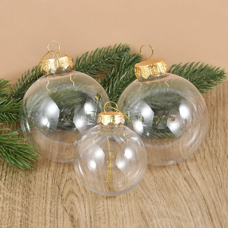 3/6Pcs 6-10cm Transparent Christmas Ball Ornament Xmas Tree Ball Hanging Pendant Christmas Party Decorations For Home