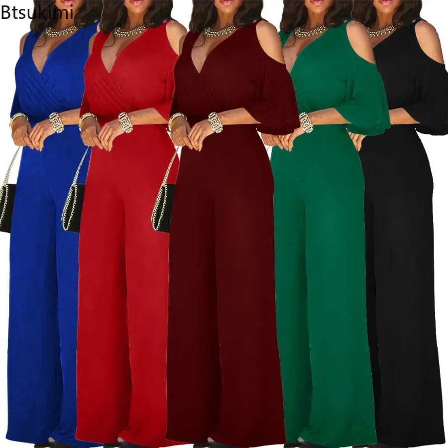 

Новые женские комбинезоны 2026 года: модные, сексуальные, с V-образным вырезом, с вырезами на плечах, весенне-летние, с завышенной талией, широкие штанины, для женщин