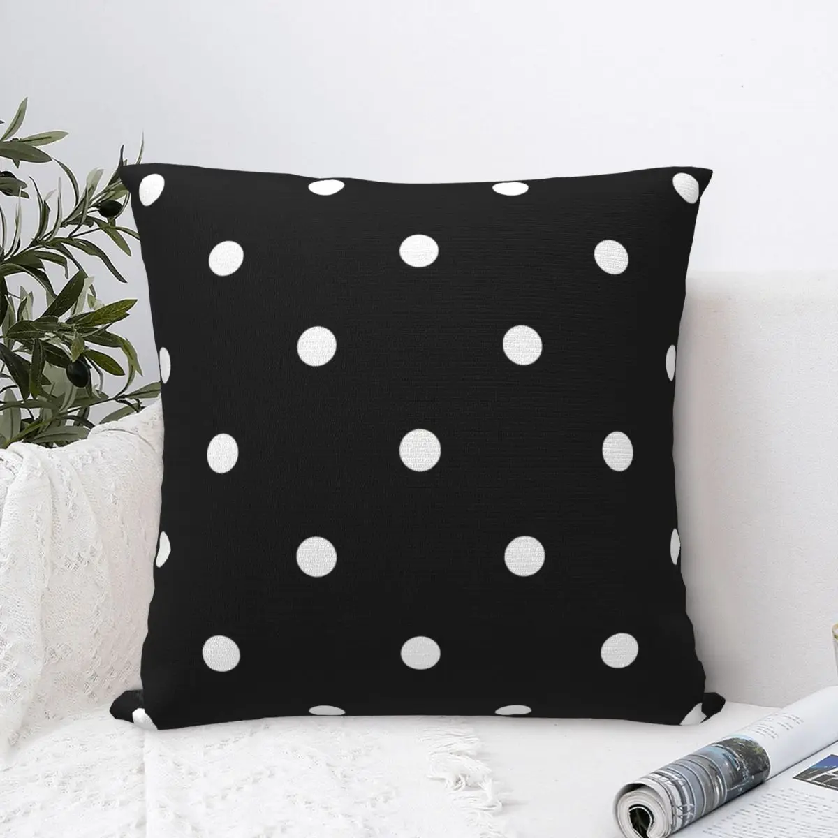 Polka Dots Throw Pillow Case Backpack Coussin Case DIY Printed Washable For Chair Decor