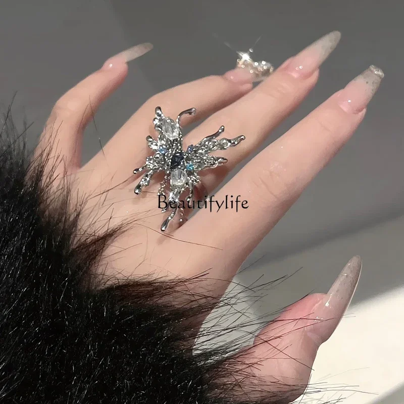 

Personalized Liquid Sweet Cool Butterfly Opening Ring Senior Hot Girl Cold Temperament