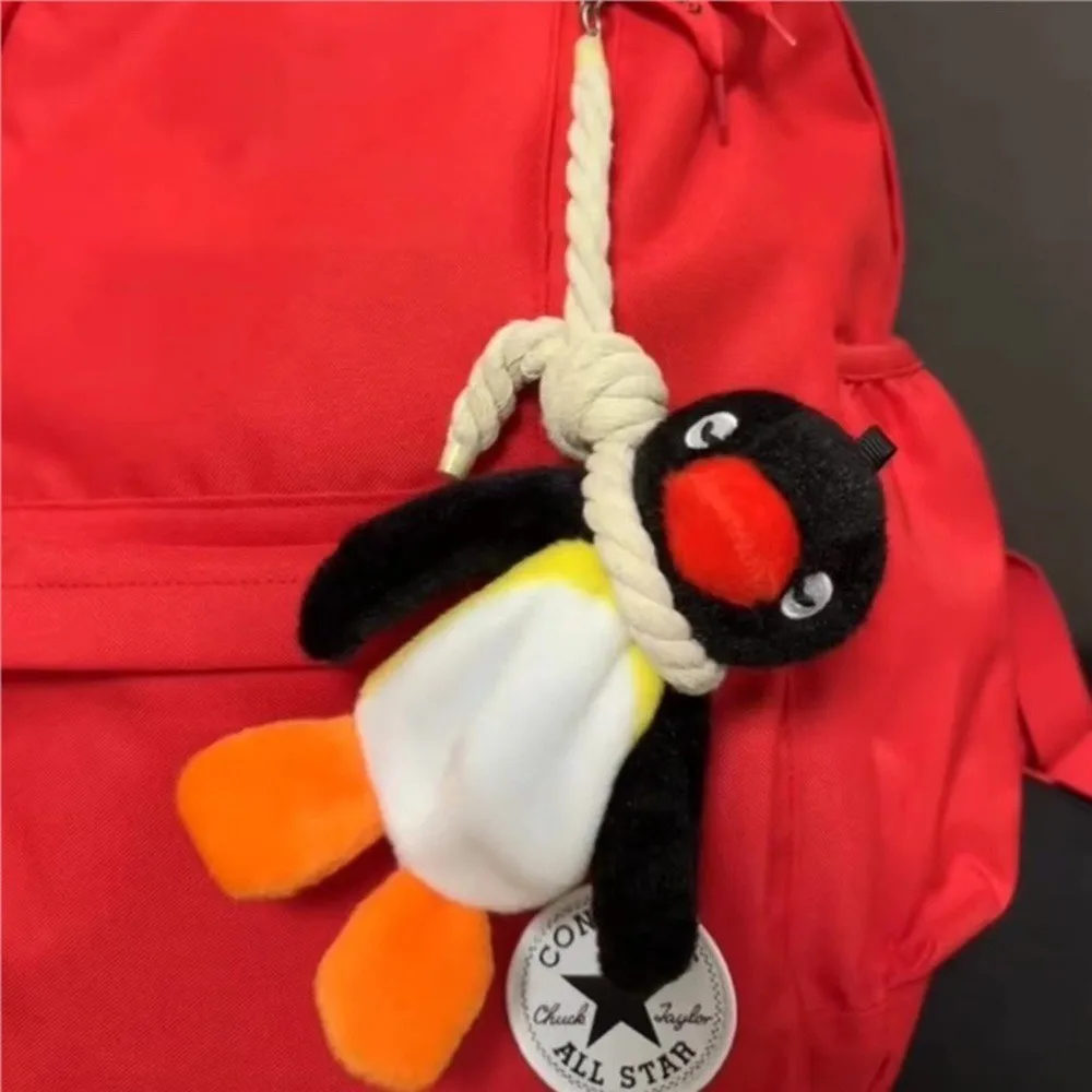 Cute Sling Rope Penguin Pendant Keychain Plush Doll Creative Funny Backpack Pendant Interior Decoration Small Gift