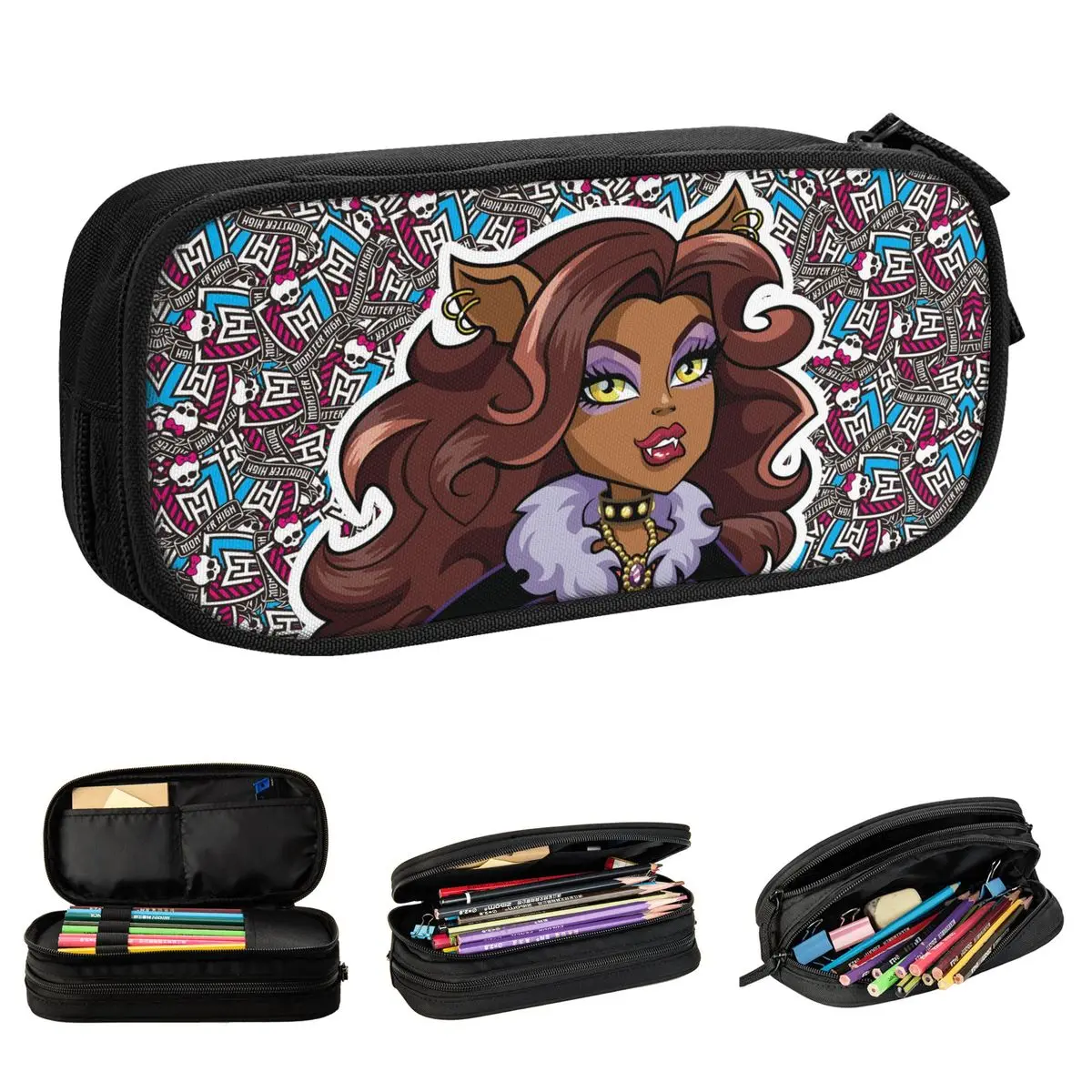 Draculaura Monster High Pencil Cases New Cartoon Pen Box Bag Kids Big Capacity Students School Zipper Pencil Box