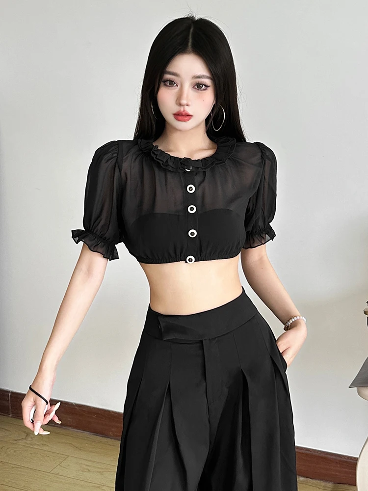 เสื้อยืดผู้หญิงทรงสลิมฟิต คอกลม ผ้าโพลีเอสเตอร์บางเบา สไตล์เกาหลี รุ่นซัมเมอร์