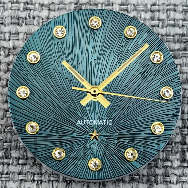 24.5mm Watch Dial Green Color No Calendar Watch Faces Silver Gold Rose Gold Diamond Marks for NH05 NH06 Movement Replace Watch