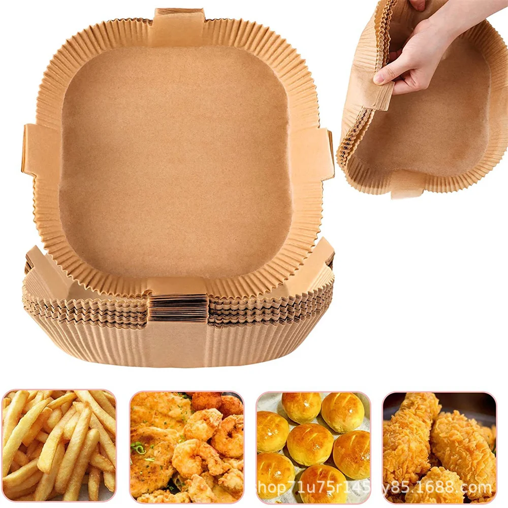 25/50/200 PCS Air fryer special square parchment cooking oil-absorbing paper 16.5cm with lift-up baking food-grade paper