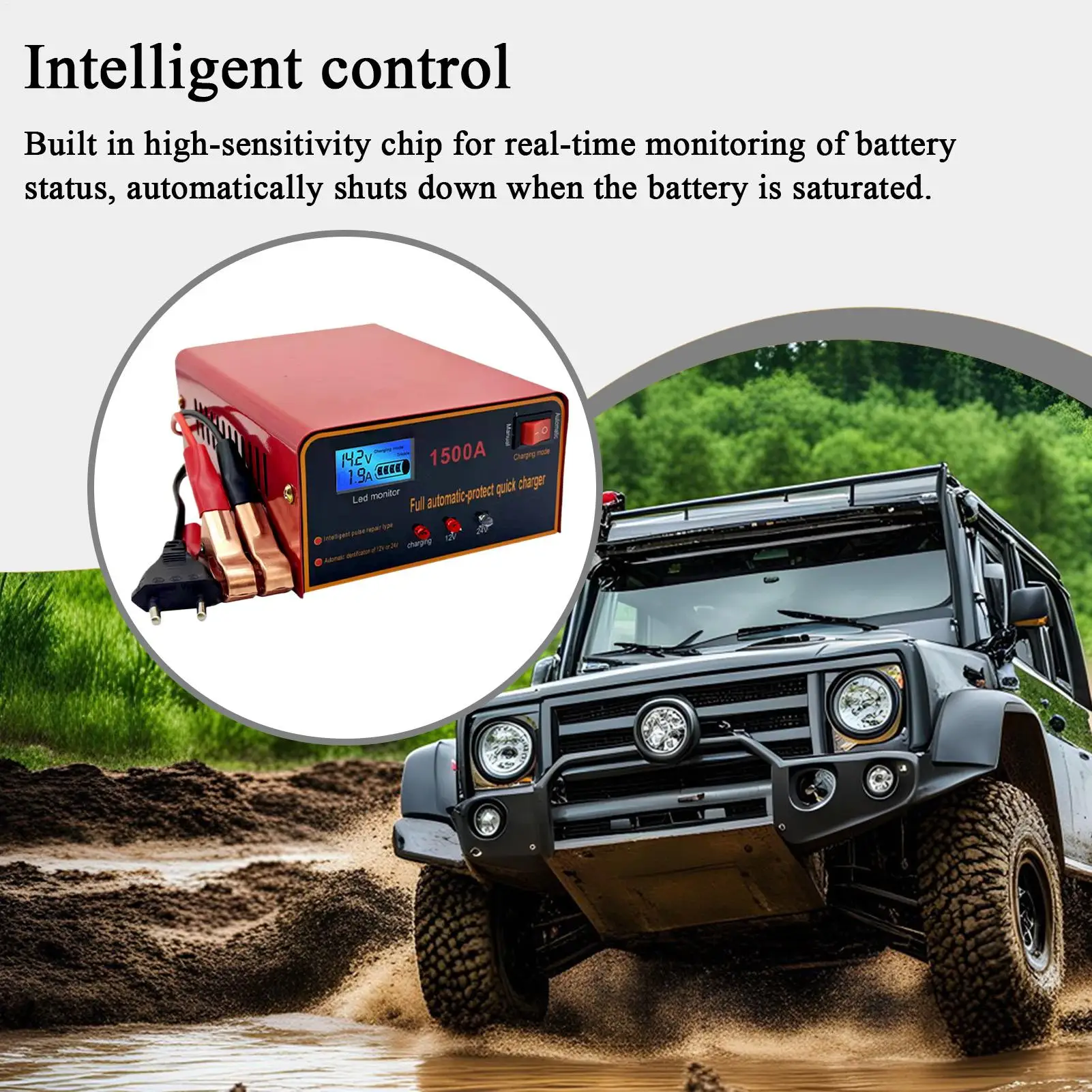 

Car Battery Charger Trickle Charger for Car Battery Fast Charging Portable Compressor Safety Protection for RV Tractor Marine