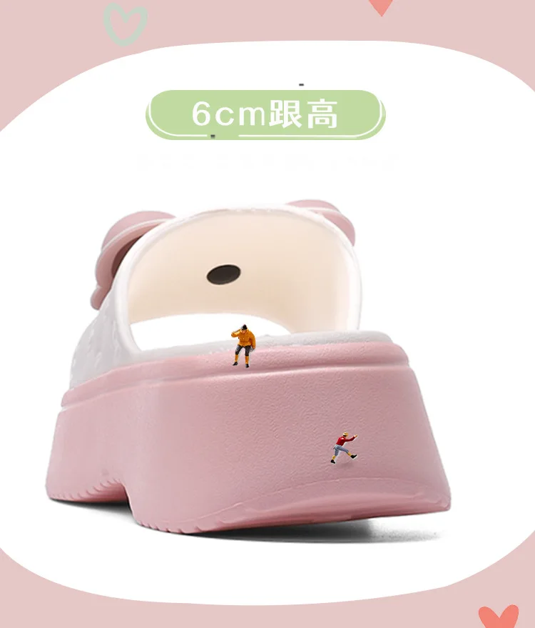 2024 New Women Slippers Thick Platform Non-Slip Home Bow Flip Flops EVA Summer Beach Sandals Ladies Slides Indoor Shoes