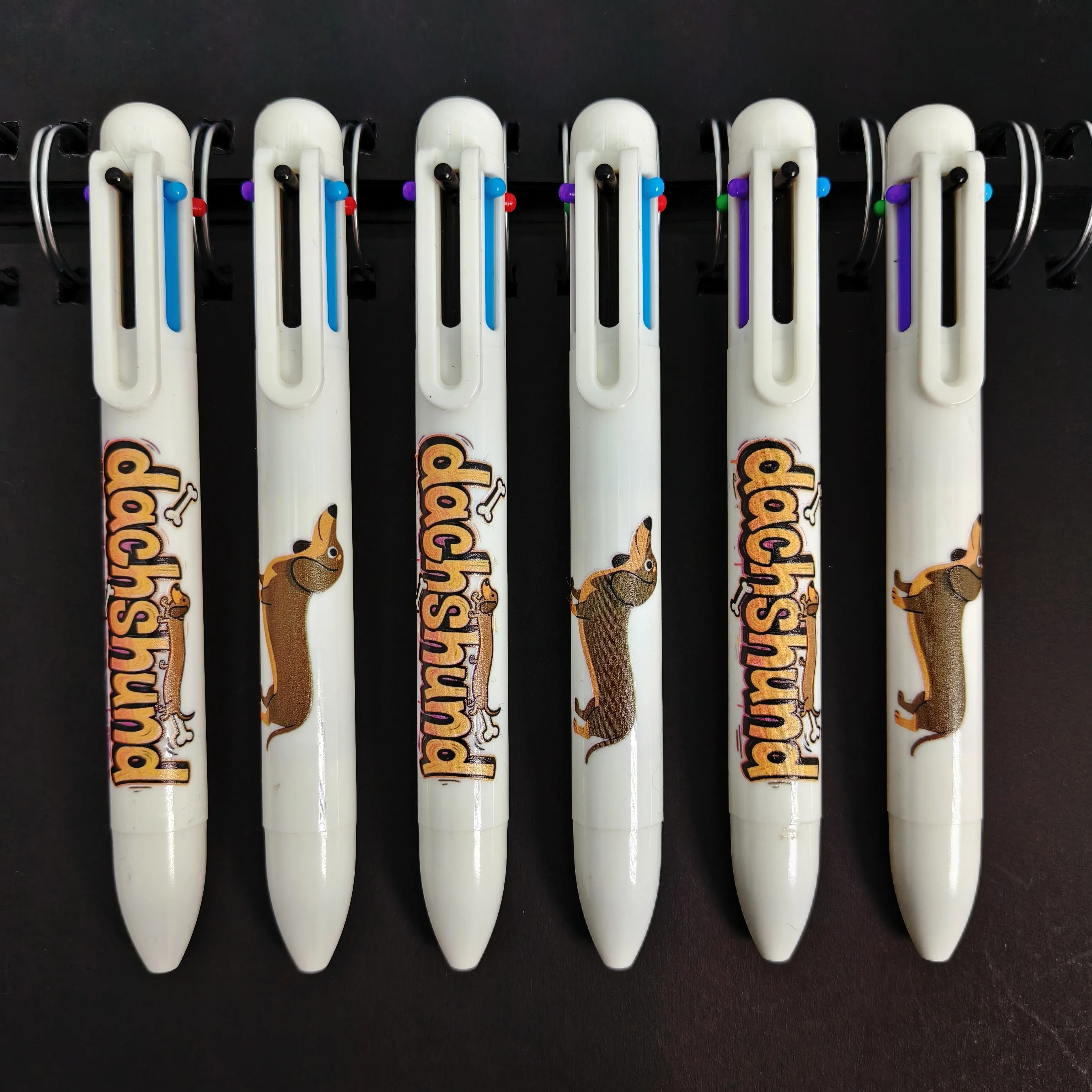 

6pcs/12pcs pet dog six color pen sausage dog pattern multi-color ballpoint pen student stationery gift