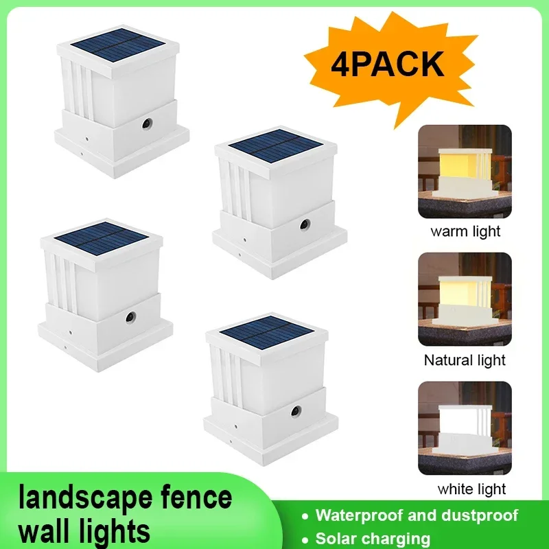 2000 mAh Solar Fence Post Lights,Solar Post Cap Lights Outdoor Solar Post Lights Warm Waterproof For Decorate Garden Pathway