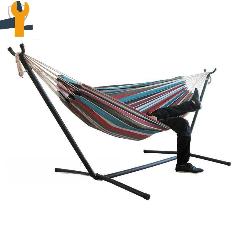 Portable Canvas Hammock Chair Courtyard Outdoor Camping Swing Bed 600D Oxford Cloth Travel Leisure Anti Rollover (stentless)