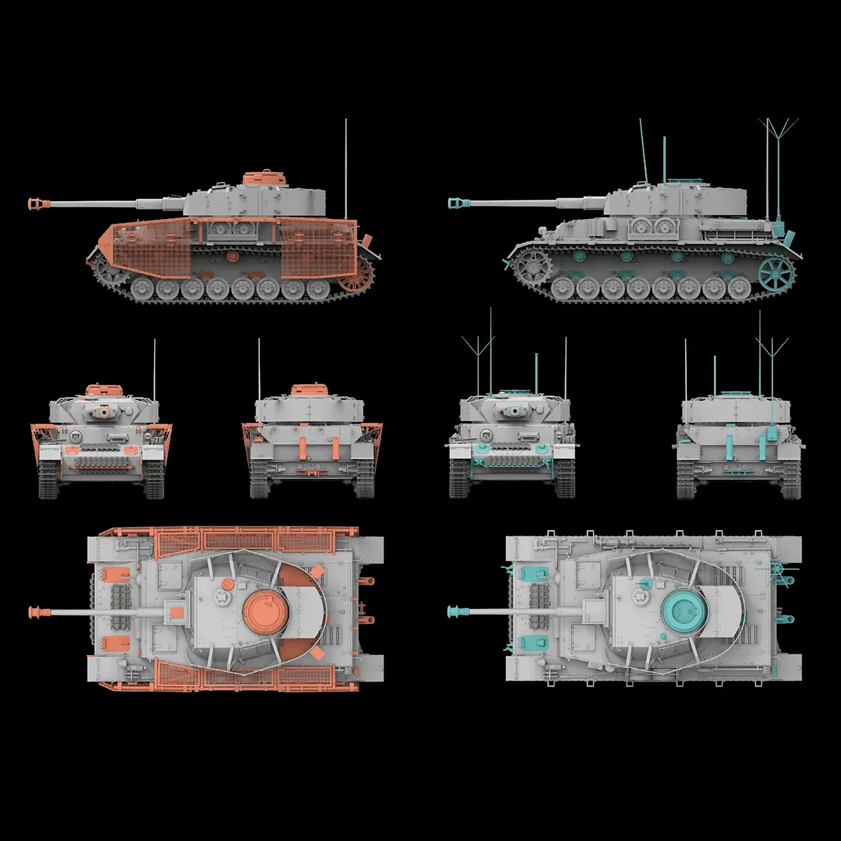 Ryefield 모델 RFM 조립 탱크 모델 키트, RM-5033 Panzer IV J 후기 모델, 포병 관측 차량, 2 in 1 1/35